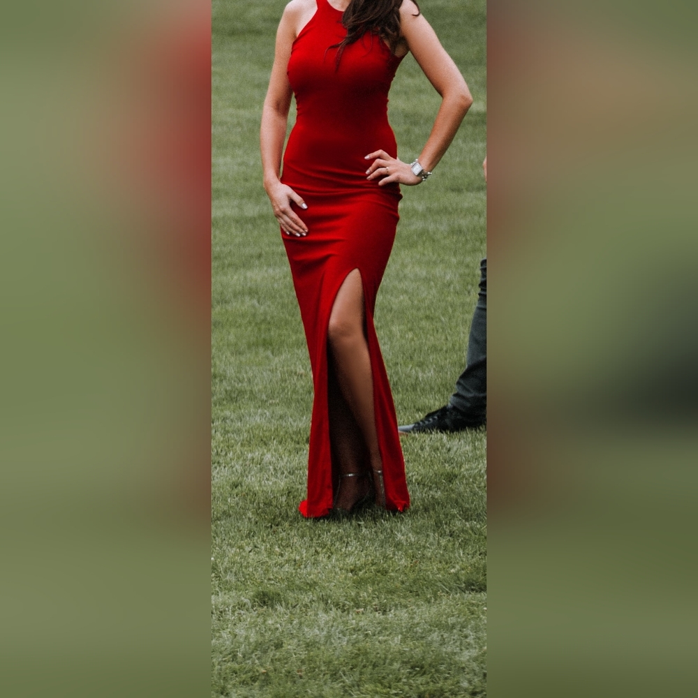 Le Chateau red long dress